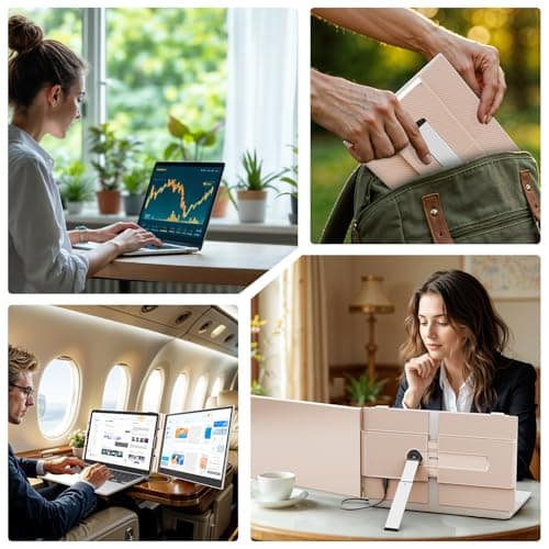 Teamgee 14.1" laptop screen extender FHD 1080P Rose Gold Portable Monitor, Ultra-Thin & Lightweight Second Display for Travel, Work, and Gaming, Plug & Play for Mac/Windows/Android/Dex — view 4