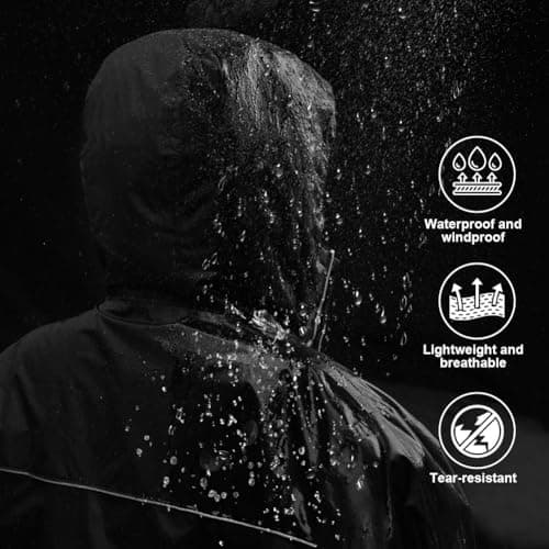 flintronic Men's Lightweight Waterproof Outdoor Jackets, Breathable Packaway Hooded Raincoat, with Reflective Strips, for Golf Fishing Cycling Travel — view 5