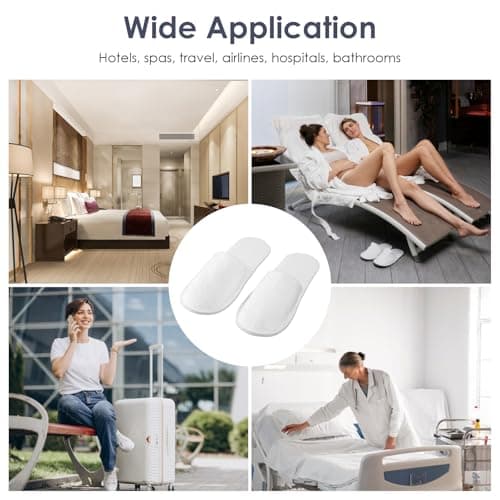 YHTCC 6 Pairs Disposable Slippers, Shower Shoes, White Hotel Slippers — view 6
