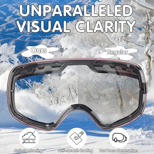 NewBEP Ski Snowboard Goggles - UV Protection Anti-Fog Outdoor Ski Goggles - OTG Snow Skiing Glasses for Men Women Youth (White Frame - Purple lens) — view 5