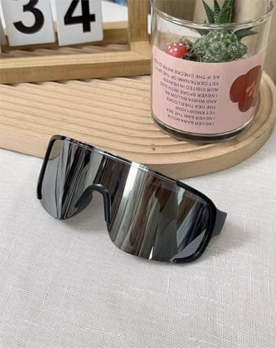 Motorcycle Bicycle Ski Sunglasses, 4K HD Polarised Sports Goggles for Men Women, UV400 Protection Anti Fog Anti Scratch, Oversized Frame Cycling Glasses for Motorcycle Bike (Black, gray frame) — view 2