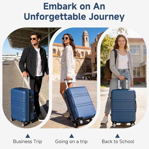 Kono Large Suitcase 28-Inch Lightweight 4 Wheel and Sturdy ABS Hard Case Trolley Carry On Hand Luggage with TSA Lock for Travel Business Holiday,(Navy,Large 28") — view 6