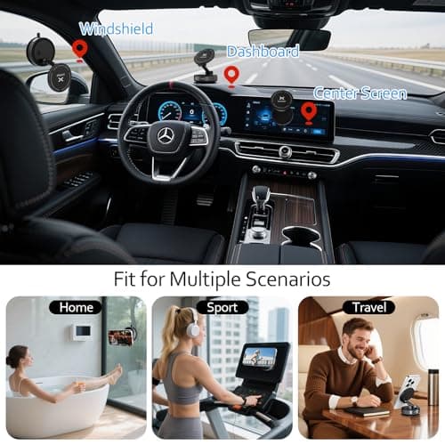 UKEXE Vacuum Magnetic Mobile Phone Holder Car for Magsafe Car Mount, 360° Adjustable Ultra Suction Cup Car Phone Mount for iPhone 17 Pro Max 16 15 14 13 12 Air Plus (Black) — view 2