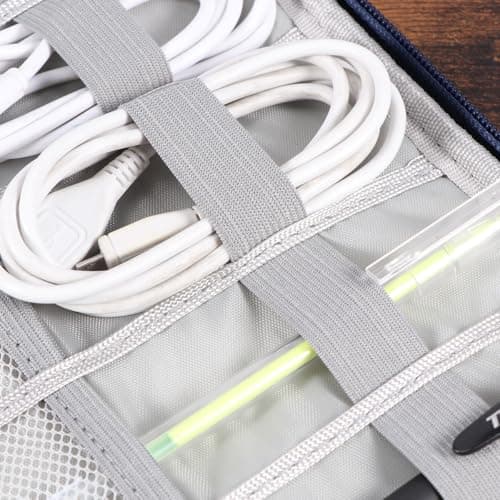 MUSISALY Digital Carrying Pouch in Navy Suitable for Travel and Daily Use Large Capacity Multi-function Portable Cable Storage Bag Organizer with Polyester Material for Mouse and Earphone — view 4