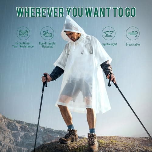 Aolegoo 2 pack of Rain Ponchos, Portable Adults Waterproof Ponchos, Reusable raincoat with Hoods for Camping, Hiking Travel, Amusement Parks, Festival Mac (Blue) — view 6