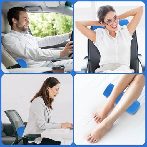 Gatphy Lumbar Roll Pillow Memory Foam Roll Pillow Adjustable Cylindrical Backrest Sofa Cushion with Removable Washable Cover Elastic Strap 11 Inch Lumbar Support Pillow for Office Chair Couch (Blue) — view 3