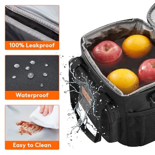 Lifewit Lunch Bag 9L 12 Can Insulated Lunch Box Soft Cooler Cooling Tote for Adult Men Women, Black — view 5
