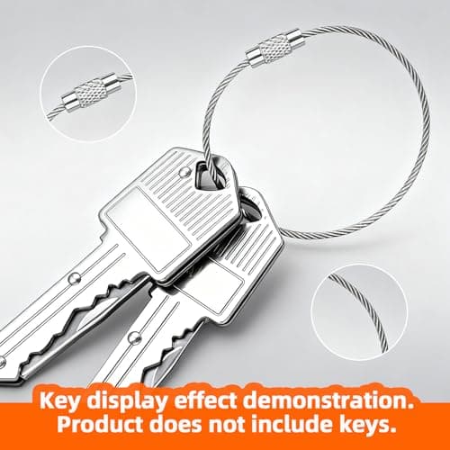 VBSYUYQ 12 Pcs Stainless Steel Wire Keychains 2 Sizes for Luggage Tags — view 3