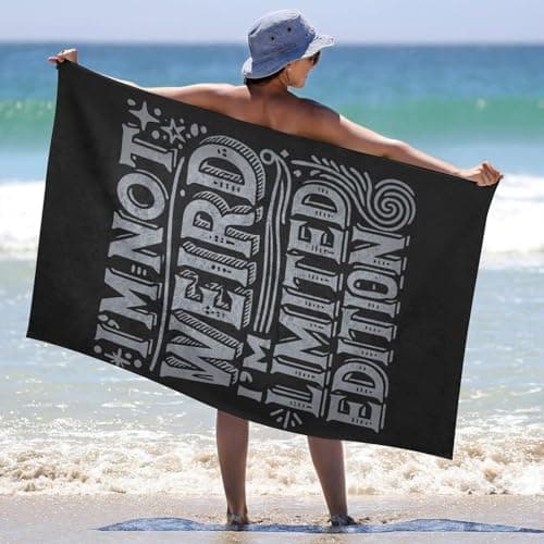 sinyumoney Im Not Weird Im Limited Edition – Funny Quirky Beach Towels Super Soft Absorbent Light Weight Dry Well And Durable Bath Towel for Yoga, Pilates, Bath, Shower Swimming Pool 130 X 80 Cm — view 5
