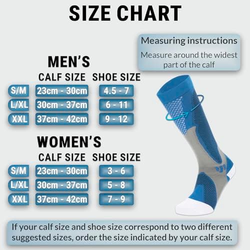 360 RELIEF 1 Pair Compression Socks for Women & Men - Graduated Support - Ideal for Running, Travel, Pregnancy, 15-20 mmHg, L/XL, Blue — view 3