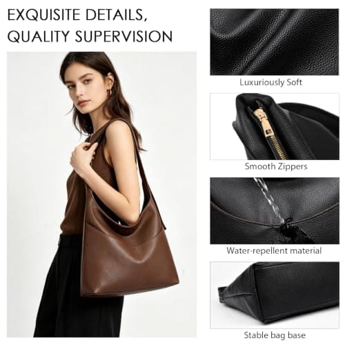 unisoul Vegan Leather Tote Bag, Large Capacity Shoulder Handbag for Women — view 6