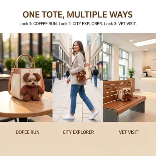 Dog Carrier Bag, Teddy Bear Dog Carrier Bag for Small Dogs And Cats, 2 In 1 Multifunctional Pet Carrier Handbag with Plush and Furry Ears, Portable Convenient Travel Tote Bag for Walks and Errands，S — view 4