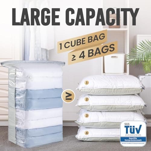 TAILI Extra Large Vacuum Storage Bags Cube, 8 Jumbo(80x100x38 CM), Cream — view 2