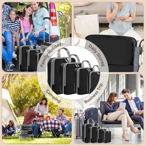 LANSKLBD 4/6/8 Set Packing Cubes for Suitcases Travel Luggage Packing Organizers,Travel Accessories Essentials Luggage Organizer with Shoe/Tioletry/Laundry Bag (Black, 4 set) — view 6