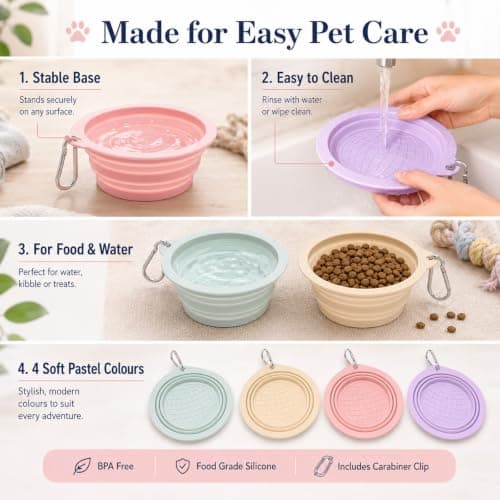 4 PCS Collapsible Dog Bowl, Portable Dog Water Bowl with Carabiner — view 4