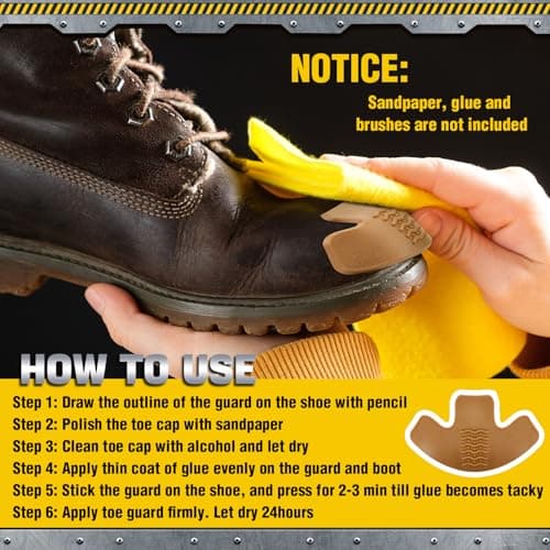 Bencailor Boot Toe Protectors Work Boot Guards Shoe Toe Cap Work Shoe Cover for Spring Hiking Climbing Guards(Brown,4 Pcs) — view 4