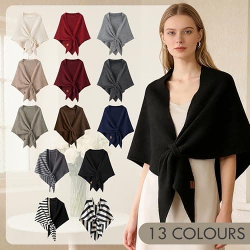 Ladiery Triangular Pashmina Wraps for Women, Premium Spring Autumn Winter Knitted Shawl, Soft Warm Scarf for Travel Party Daily Wear Gift — view 6