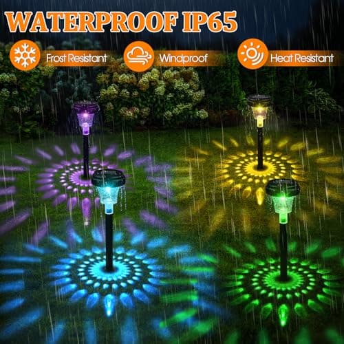 Akynite 8 Pack Multi Coloured Solar Lights Outdoor Garden, Warm White & RGB Colour Changing Mode, IP65 Waterproof Solar Lights Colourful, Multicoloured Garden Landscape Light for Lawn Path — view 5