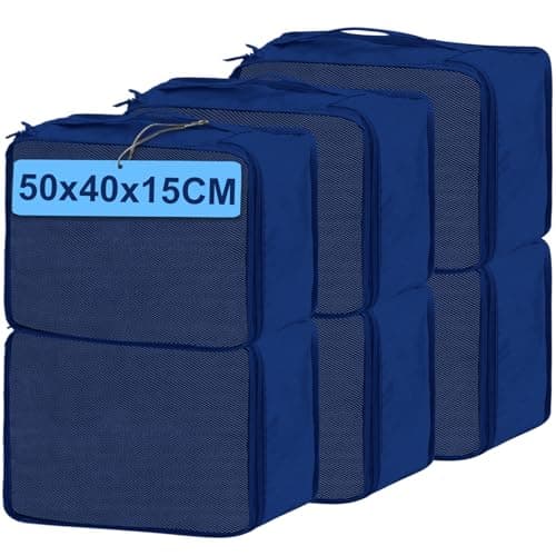 Extra Large Packing Cubes 6 PCS, 50x40x15CM Same Size Suitcase Organiser Bags, Mesh Packing Cubes for Suitcases Extra Large Set Only (Navy, 6 x XL)