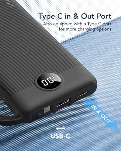 VRURC 10000mAh Power Bank With Built-in 4 Cables, Slim Portable Charger — view 4