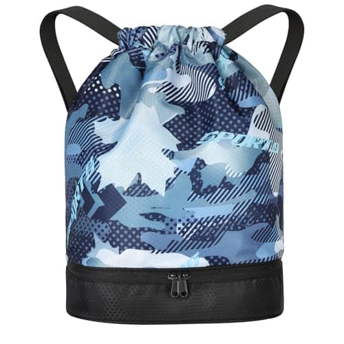 DiULi Drawstring Gym Bag,Water-Resistant Swimming Bags with Internal Waterproof Pocket & Adjustable Strap, PE Bags Drawstring for Travel and Swimming Yoga Outdoor School Sports
