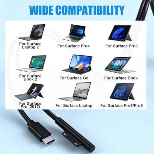For Surface Connect to USB-C Charging Cable 1.8M 45W 15V/3A Magnetic — view 2