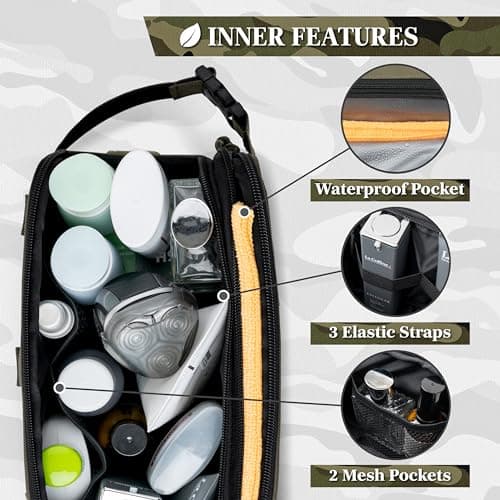 PAVILIA Tactical Toiletry Bag for Men, Water Resistant Molle Military Dopp, Olive, L, Military — view 3