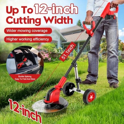 Lacoco Cordless Strimmer 800W Brushless Grass Trimmer 12" Cutting Width — view 2