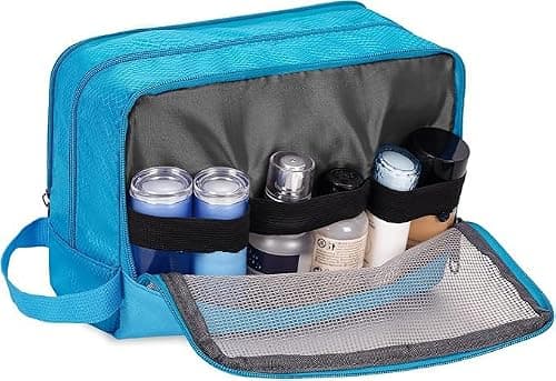 WANDF Toiletry Bag Water-Resistant Nylon Travel Wash Bag Lightweight Dopp Kit for Men and Women(A-Pure Blue) — view 4