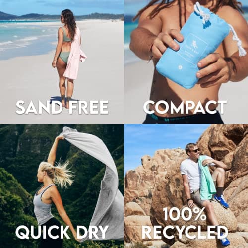 Dock & Bay Beach Towel - Quick Dry, Sand Free - Compact, Lightweight - 100% Recycled - Includes Bag - Essential - Deep Sea Navy - Large (160x90cm, 63x35") — view 4