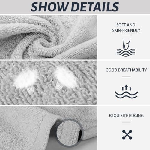 Lanjue 6 Pack Flannel Face Cloths, 20 x 20 cm, Soft Bamboo Fibre, Grey — view 4