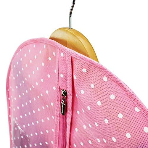 HANGERWORLD Single Pink Polka Dot Breathable Garment Coat Cover Bag-for All Clothes & Dresses-45" (114cm) — view 3