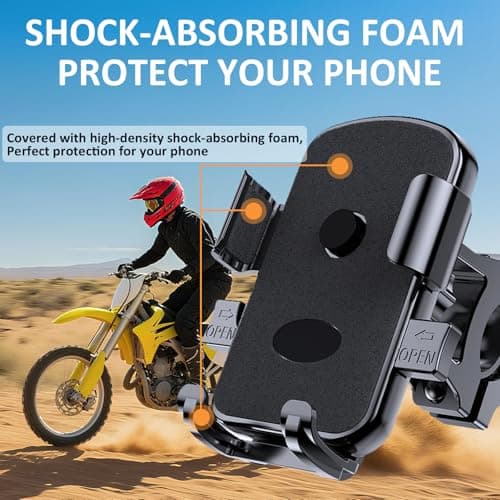 Bike Phone Mount Holder, Motorcycle Phone Mount for Scooter, Mountain, Dirt Bike, Stroller and Motorcycle, 360°Rotate Handlebar Phone Holder Compatible with iPhone & Android Smartphones from 4.7-7.2'' — view 4