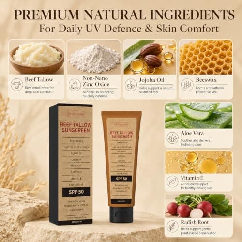 Beef Tallow Sunscreen SPF 50, Natural Sunscreen for Face & Body, 100 g — view 2
