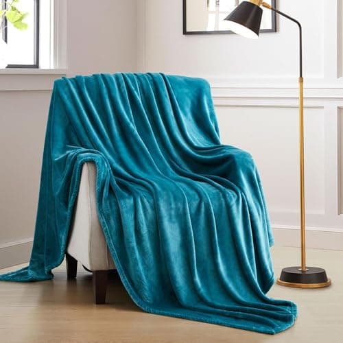 MOONLIGHT20015 Silk Touch Warm 2 Pack Fleece Blankets - 400 GSM Throws for Sofa Fluffy Blanket Bed Throw for Bedroom, Couch, Travel, Kids, Bedroom Accessories Teal, Throw/Single (130 X 150CM) — view 5