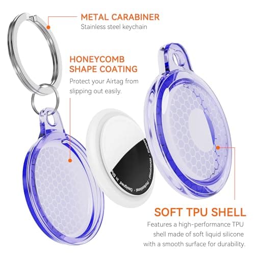 New IPX8 Waterproof Airtag Holder, 6 Pack Airtags Case with Keychain, [Tightly Sealed] [Drop-Proof] [Anti-Scratch] Full Body Protective Airtag Holder, Find Your Luggage, Pet, Keys, & More (6 Colors) — view 2