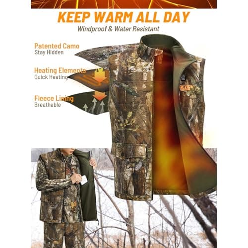 NEW VIEW Heated Hunting Vest for Men with 10000mAh Battery Pack, Camo Heated Vest for Hunting, Fishing, Winter, Outdoor — view 2