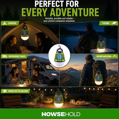 Mosquito Repellent Lamp, 2 in 1 Lantern and Bug Killer, USB Rechargeable, Portable Camping Light for Camping, Campervan and Motorhome — view 6