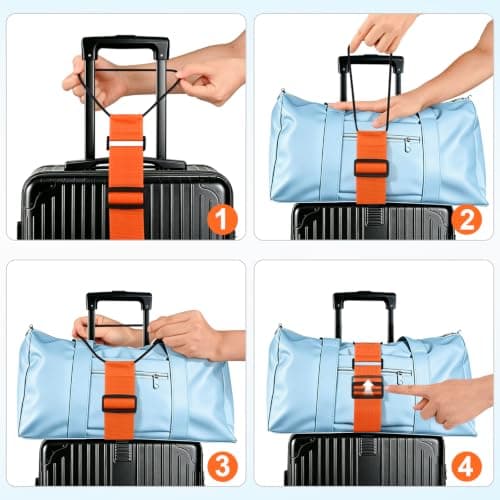 Luggage Connector Straps for Suitcases Adjustable Flexible Luggage Accessories Elastic Fastening Bag Strap Orange — view 3