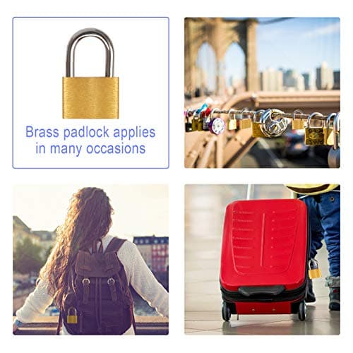 8Pcs Small Padlock with Keys Luggage Padlock Brass Small Suitcase Lock for Luggage Travel Bags Backpack Computer Bag — view 6