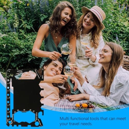 46 in 1 Multitool Card Stainless Steel Pocket Tool for Camping Black — view 4