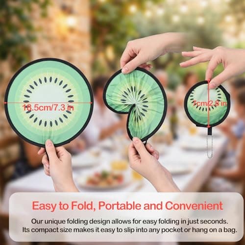 Wulshome 8 PCS Round Folding Hand Fans, Portable Fruit Hand Held Fans Folding Round Pop up Fan for Summer Party Wedding Home Decoration Cooling — view 2