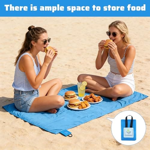 Heyung Mini Pocket Picnic Blanket,Lightweight Small Picnic Blanket,70 x 110cm Sandproof Beach Mat,Waterproof Foldable Thin Ground Sheet for Outdoors Camping Hiking Travel(Blue) — view 5