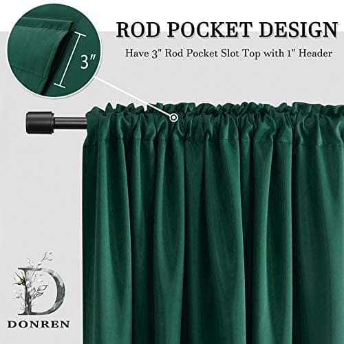 DONREN Mini Blackout Curtains for Bedroom with Rod Pocket - Dark Green Curtain Tiers for Small Window(30 Inch x 30 Inch,2 Panels) — view 2