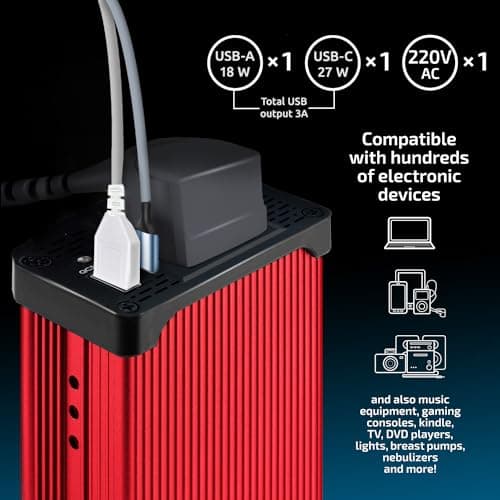 Car Power Inverter 300W 12V to 240V – Fast Car Charger, USB-C & USB-A — view 6