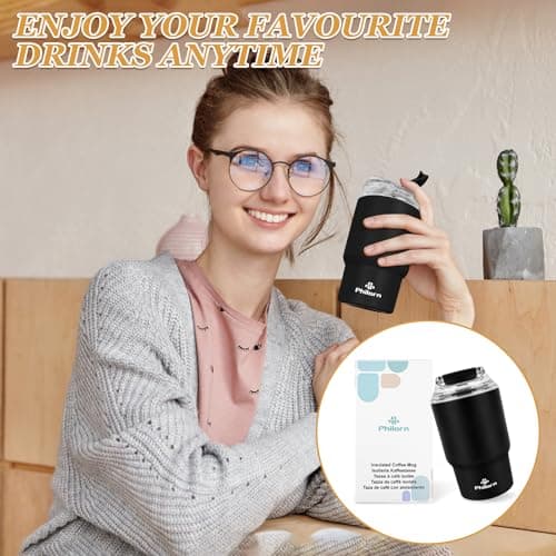 Philorn Coffee Cup Travel Mug, 14OZ/400ml Insulated Coffee Cup — view 6