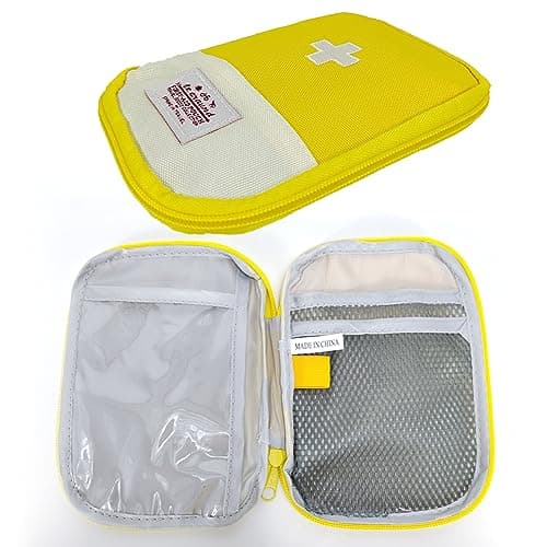 EQLEF Travel First Aid Kit First Aid Bag Empty Mini Medicine Storage Bag First Aid Pouch Small Medical Bag for Car Hiking Camping Outdoor Activities (Yellow) — view 5