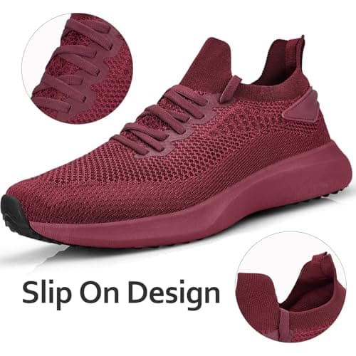 Giniros Mens Walking Running Shoes Sneakers Tennis Gym Outdoor Red 7UK — view 4