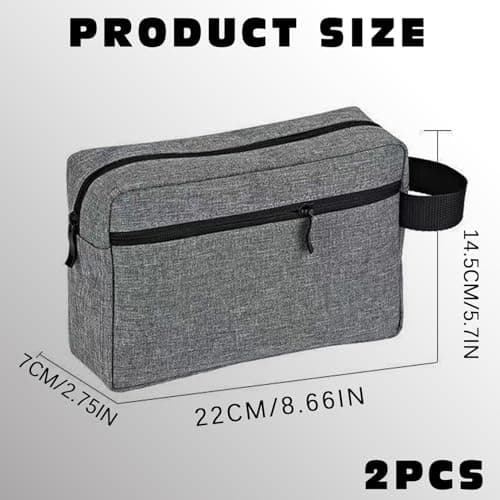 EUPSIIU 2 Pack Toiletry Bags, Toiletry Bag for Men, Waterproof Travel Toiletry Bag, Portable Wash Bag, Toiletries Bag with Handle for Men and Women, for Gym Shower Bathroom Travel (Black+Grey) — view 2