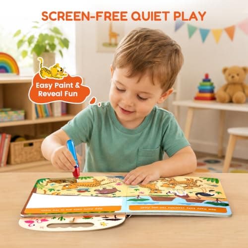 JoyCat Safari Water Colouring Book for Toddlers, 13 Pages No-Mess Painting — view 4